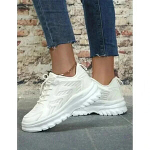 Shein Running Shoes White Fashionable Thick-Soled Heels Size 10 NWT $82